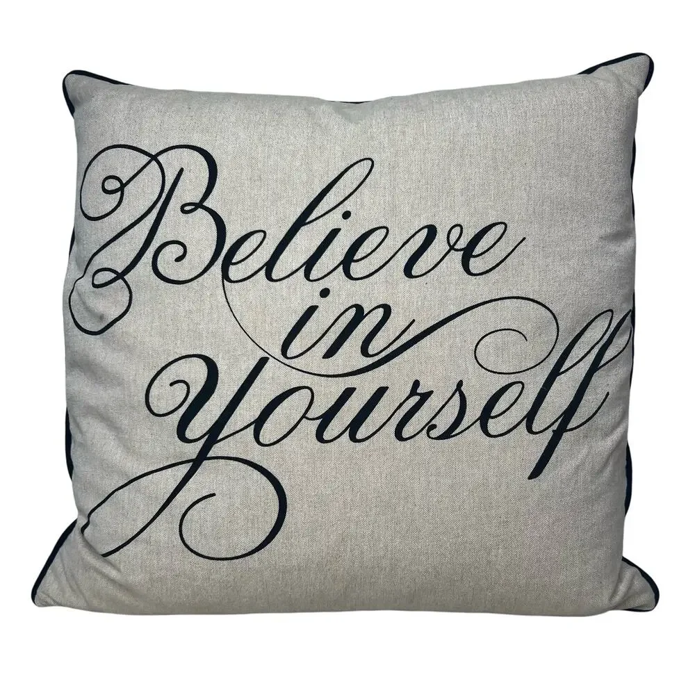 Newport Layton Believe in Yourself Pillow Cotton Linen Look Feather Insert 20x20